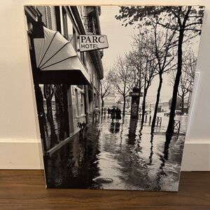 Black and White Paris Street Photo Canvas Print